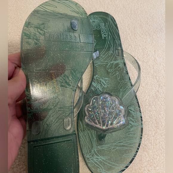 Melissa little mermaid glitter water seashell harmonic flip flop sandals size 7 - Picture 4 of 4